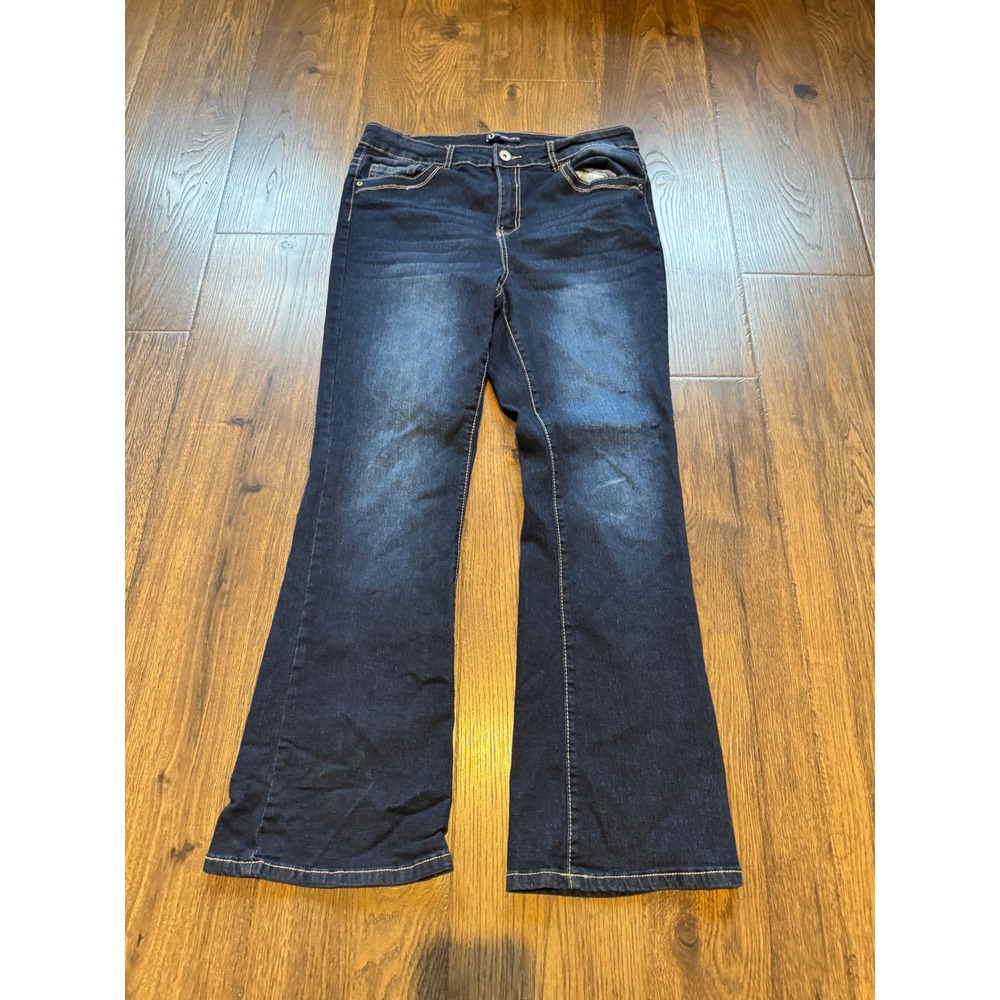 Our Republic For All Dark Wash Bootcut Jeans Cross Embellished Pockets 16W - Picture 1 of 4